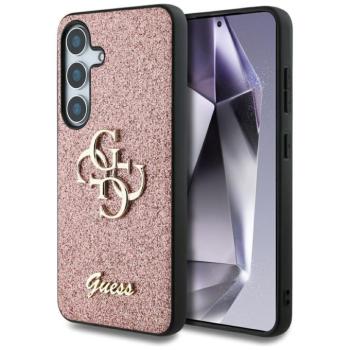 Guess Fixed Glitter Big 4G Metal Logo Samsung Galaxy S25 kemény hátlap tok, rózsaszín kép