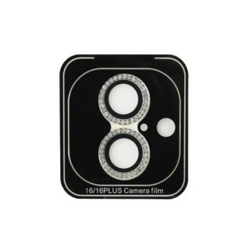 Guess Fixed Glliter iPhone 16/16 Plus kameravédő fólia kövekkel, arany kép