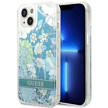 Guess Flower Liquid Glitter Apple iPhone 14 hátlap tok, zöld kép