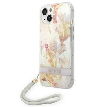 Guess Flower Strap Apple iPhone 14 Plus hátlap tok, lila kép