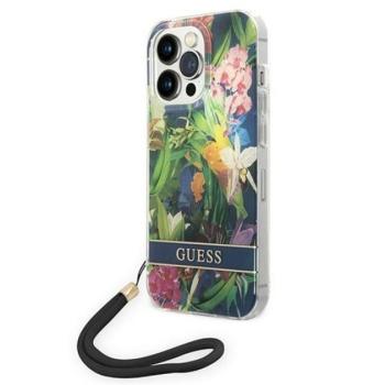 Guess Flower Strap Apple iPhone 14 Pro Max hátlap tok, kék kép