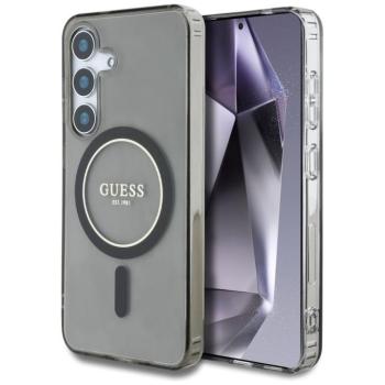 Guess Glitter Circle Classic Logo Samsung Galaxy S25 MagSafe kemény hátlap tok, fekete kép