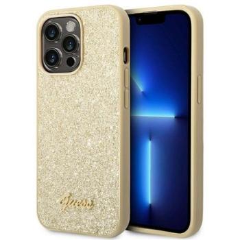 Guess Glitter Flakes Metal Logo Apple iPhone 14 Pro hátlap tok, arany kép