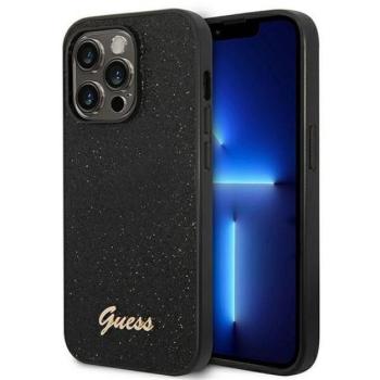 Guess Glitter Flakes Metal Logo Apple iPhone 14 Pro Max hátlap tok, fekete kép