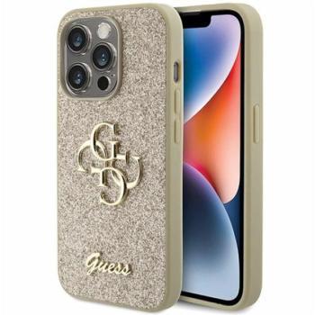 Guess Glitter Script Big 4G Apple iPhone 15 Pro Max hátlap tok, arany kép