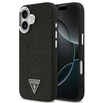 Guess Glitter Triangle Logo Apple iPhone 17 MagSafe hátlap tok, fekete-ezüst kép