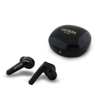GUESS GLOSSY CLASSIC LOGO bluetooth fülhallgató SZTEREO (v5.4, TWS, mikrofon + töltőtok) FEKETE kép