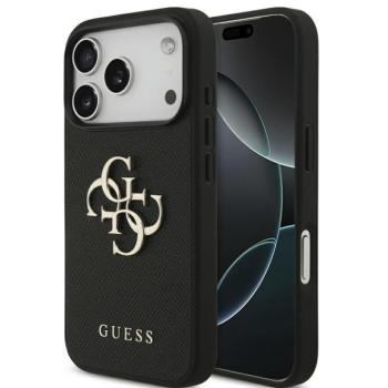 Guess Grained Big 4G &amp; Classic Logo Apple iPhone 17 Pro Max hátlap tok, fekete kép
