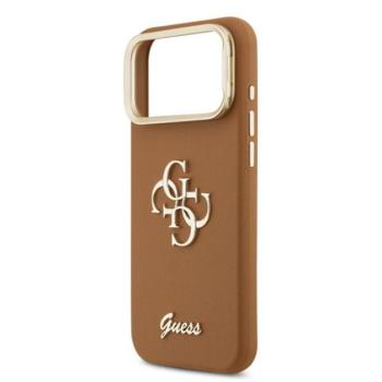 GUESS GRAINED BIG 4G &amp; STAND CAMERA szilikon telefonvédő (műanyag hátlap, ECO bőr hatású hátlap, kitámasztó) BARNA Apple iPhone 17 Pro Max kép