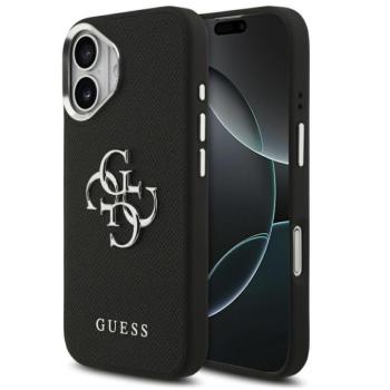 Guess Grained Big 4G Classic Logo Apple iPhone 17 hátlap tok, fekete-ezüst kép