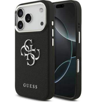 Guess Grained Big 4G Classic Logo Apple iPhone 17 Pro hátlap tok, fekete-ezüst kép