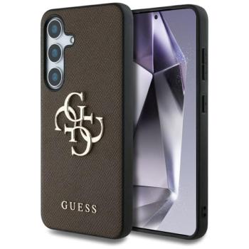 Guess Grained Big 4G Logo Small Classic Logo Samsung Galaxy S25+ kemény hátlap tok, barna kép