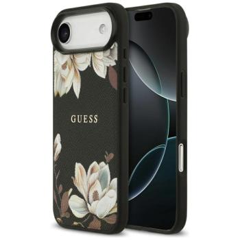 Guess Grained Flowers Classic Logo Apple iPhone Air (2025) MagSafe tok, virág minta, fekete kép