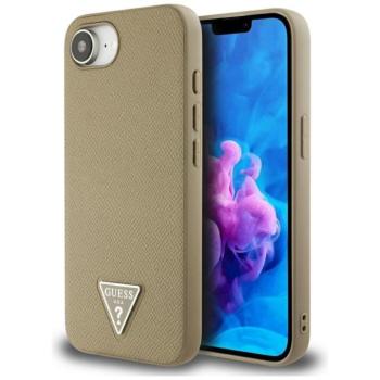 Guess Grained Triangle Apple iPhone 17e / iPhone 16e MagSafe tok, világosbarna kép
