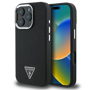 Guess Grained Triangle iPhone 16 Pro MagSafe kemény hátlap tok, fekete GUHMP16LPGTSPSK kép