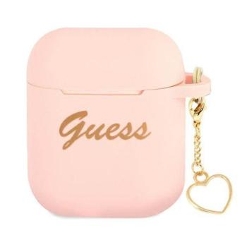 Guess GUA2LSCHSP AirPods 1/2 tok rózsaszín Szilikon Charm Szív kollekció kép