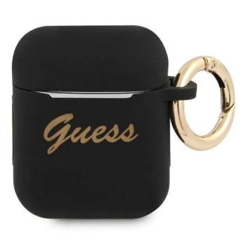Guess GUA2SSSK AirPods 1/2 tok fekete szilikon Vintage Script kép