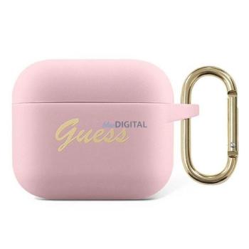 Guess GUA3SSSI Silicone Vintage Script tok AirPods 3 - rózsaszín kép