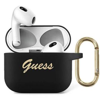 Guess GUA3SSSK AirPods 3 fekete szilikon Vintage Script tok kép