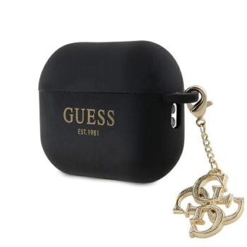 Guess GUAP2LECG4K AirPods Pro 2 (2022/2023) tok fekete Folyékony szilikon csillogó háromszög charm kép