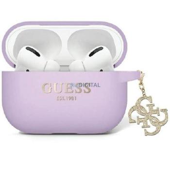 Guess GUAP2LECG4U Liquid Silicone Glitter Triangle Charm tok AirPods Pro 2 - lila kép