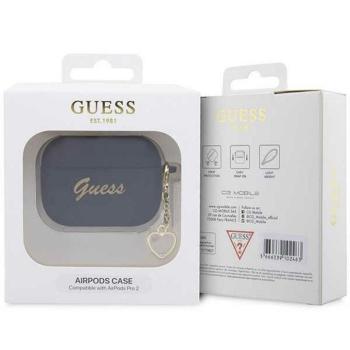 Guess GUAP2LSCHSK Silicone Charm Heart Collection tok AirPods Pro 2 - fekete kép