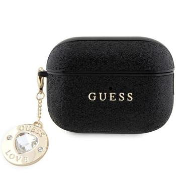 Guess GUAP2PGEHCDK AirPods Pro 2 (2022/2023) tok fekete fix csillogó szív gyémánt charm kép
