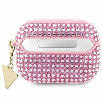 Guess GUAPHDGTPP Rhinestone Triangle Charm tok AirPods Pro - rózsaszín kép