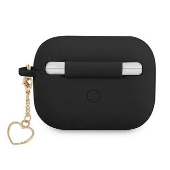 Guess GUAPLSCHSK Silicone Charm Heart Collection tok AirPods Pro - fekete kép