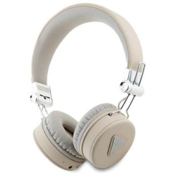 Guess GUBH70PGTSPSE Grained Classic Round Shape bluetooth vezeték nélküli fejhallgató ENC - bézs kép