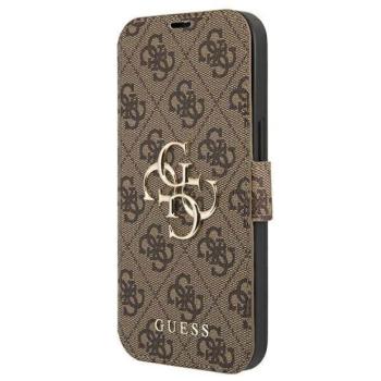 Guess GUBKP13X4GMGBR iPhone 13 Pro Max 6,7&quot; barna 4G nagy fém logós könyvtok kép
