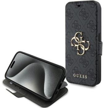 Guess GUBKP15L4GMGGR iPhone 15 Pro 6.1&quot; szürke könyv 4G fém logó tok kép