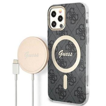 GUESS GUBPN61H4EACSK 4G Print MagSafe tok+vezeték nélküli töltő iPhone 12/12 Pro - arany-fekete kép