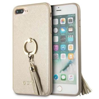 Guess GUHCI8LRSSABE iPhone 7/8 Plus bézs Saffiano keménytok gyűrűvel kép