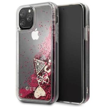 Guess GUHCN58GLHFLRA iPhone 11 Pro 5,8&quot; málna csillogó szivecskés keménytok kép