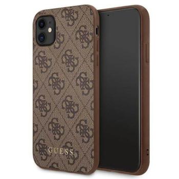 Guess GUHCN61G4GFBR iPhone 11 6,1&quot; barna keménytok 4G fém arany logóval kép