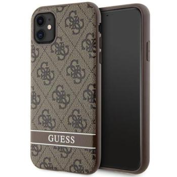 Guess GUHCN61P4SNW iPhone 11 barna keménytok 4G Stripe kép