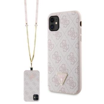 Guess GUHCN61P4TDSCPP iPhone 11 6.1&quot; rózsaszín keménytok Crossbody 4G fém logó kép