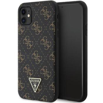 Guess GUHCN61PG4GPK iPhone 11 6,1&quot; fekete keménytok 4G háromszög fém logó kép