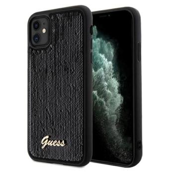 Guess GUHCN61PSFDGSK iPhone 11 6.1&quot; fekete keménytok Sequin Script Metal kép