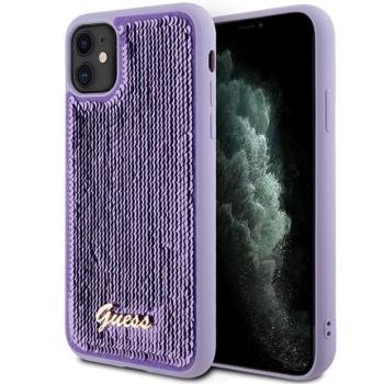 Guess GUHCN61PSFDGSU iPhone 11 6.1&quot; lila keménytok Sequin Script Metal kép