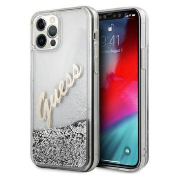 Guess GUHCP12LGLVSSI iPhone 12 Pro Max 6,7&quot; ezüst Glitter Vintage Script keménytok kép