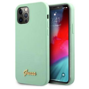 Guess GUHCP12LLSLMGGN iPhone 12 Pro Max 6,7&quot; zöld Metal Logo Script keménytok kép