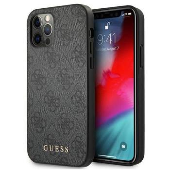 Guess GUHCP12MG4GFGR iPhone 12 / 12 Pro 6,1&quot; szürke 4G fém arany logós keménytok kép