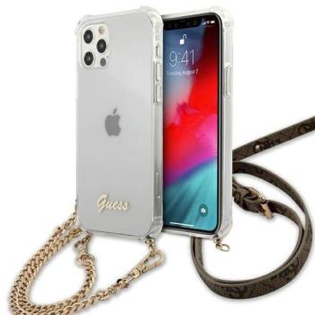 Guess GUHCP12MKC4GSGO iPhone 12/12 Pro 6,1&quot; átlátszó keménytok 4G arany lánccal kép