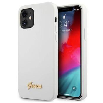 Guess GUHCP12SLSLMGWH iPhone 12 mini 5,4&quot; fehér Metal Logo Script keménytokban kép