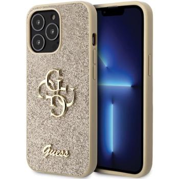 Guess GUHCP13LHG4SGD iPhone 13 Pro / 13 6.1&quot; arany keménytok Glitter Script Big 4G kép
