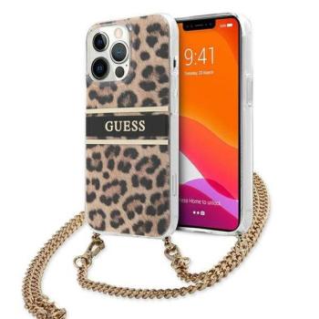 Guess GUHCP13LKBCLE iPhone 13 Pro / 13 6,1&quot; Leopárd keménytok arany szíjas kép