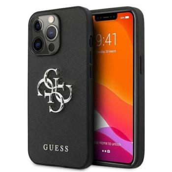 Guess GUHCP13LSA4GSBK iPhone 13 Pro/13 6,1&quot; fekete Saffiano 4G fém logós keménytok kép
