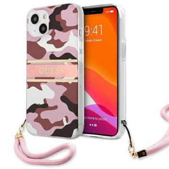Guess GUHCP13MKCABPI iPhone 13 6.1&quot; rózsaszín keménytok terepszínű pánttal kép